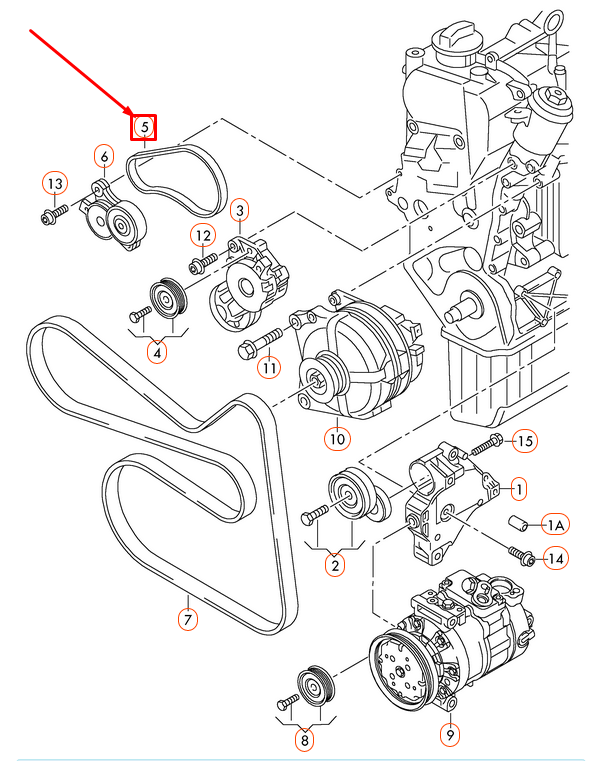 Acc Drive Belt 03C145933A for Volkswagen Tiguan Polo Jetta Golf Audi A1