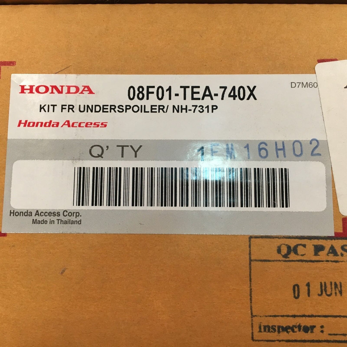 Front Under Spoiler Lack 08F01TEA740X For Honda