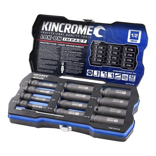 LOK-ON DEEP IMPACT SOCKET SET 12 PIECE 1/2" DRIVE K27073