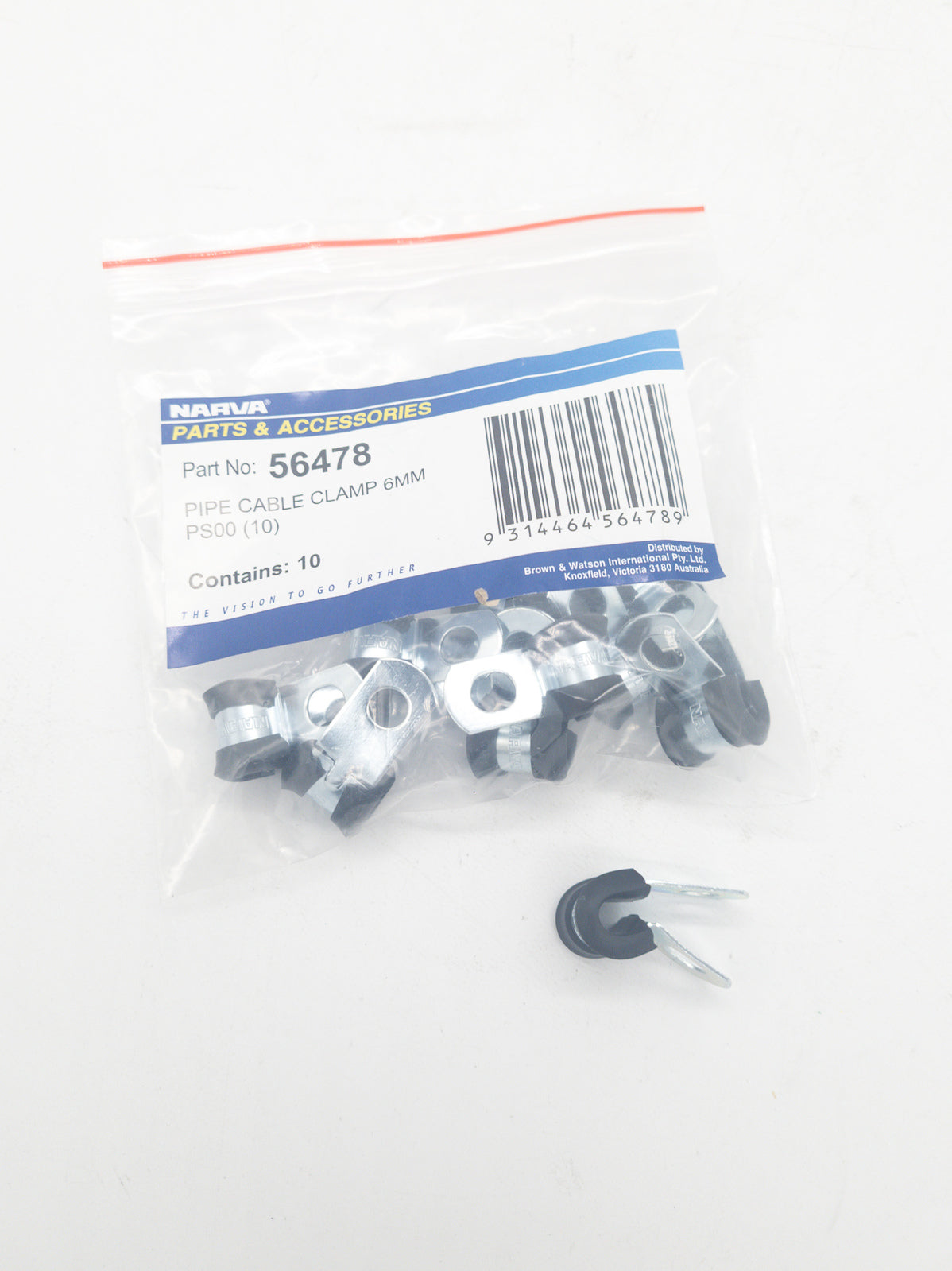 Pipe Cable Support Clamp 6mm Ps00 10 pack Narva 56478 Rubber & Steel