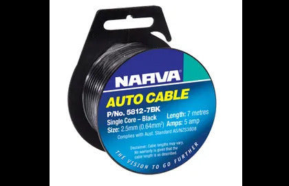 Cable S/Core 2.5Mm 5A 7M Black Narva 5812-7BK