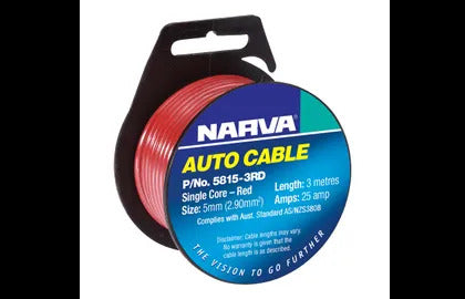 Cable Single Core 5Mm 25A 3M Narva 5815-3RD