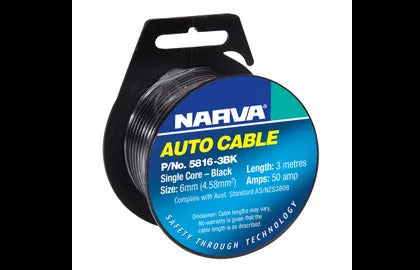 Cable Single Core 6Mm 50A 3M Narva 5816-3BK