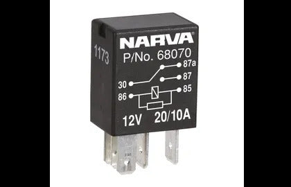 12V 5P 20/10A C/O Micro Relay1 Narva 68070BL