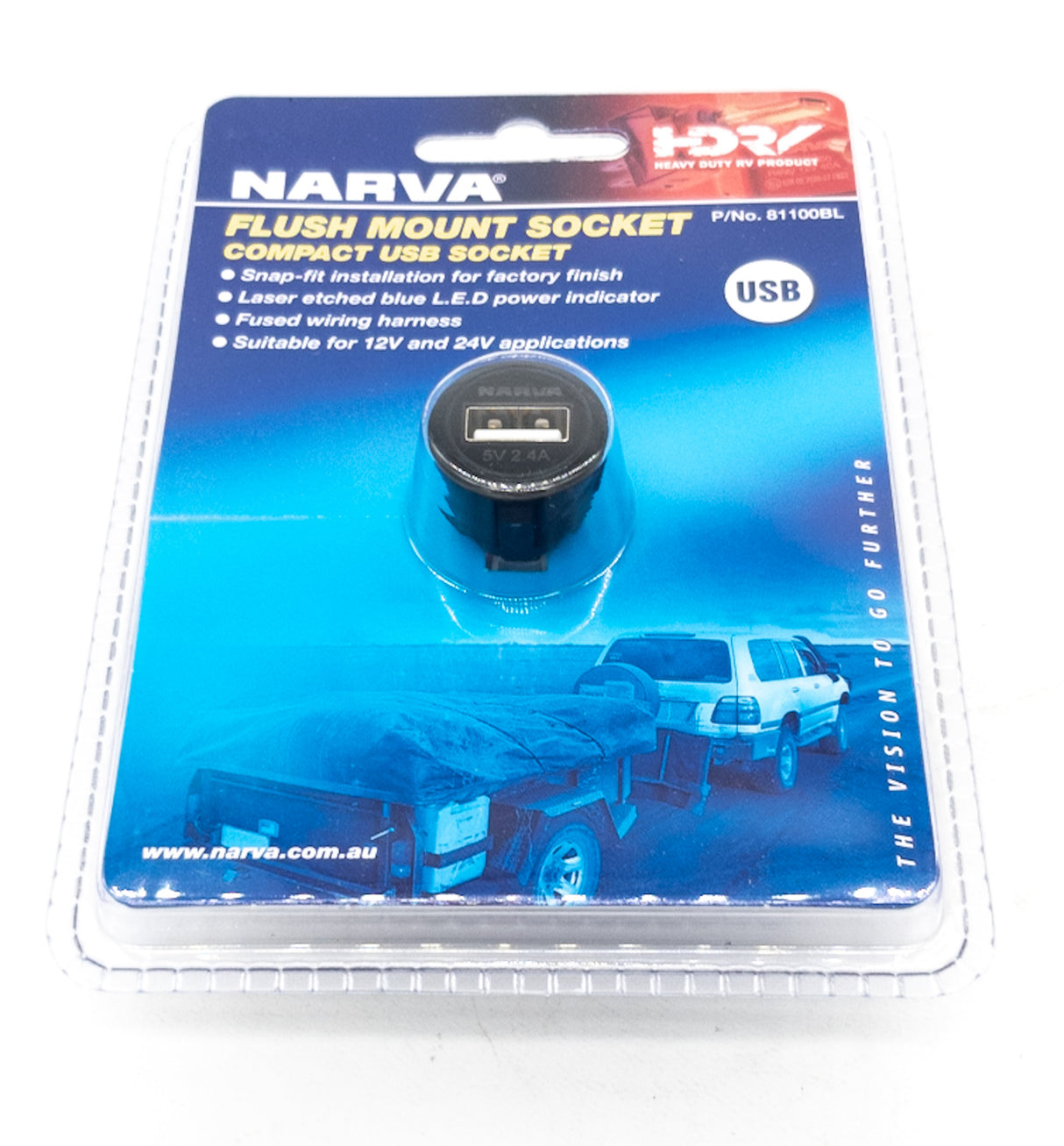 Flush Mount Mini USB Socket Narva 81100BL