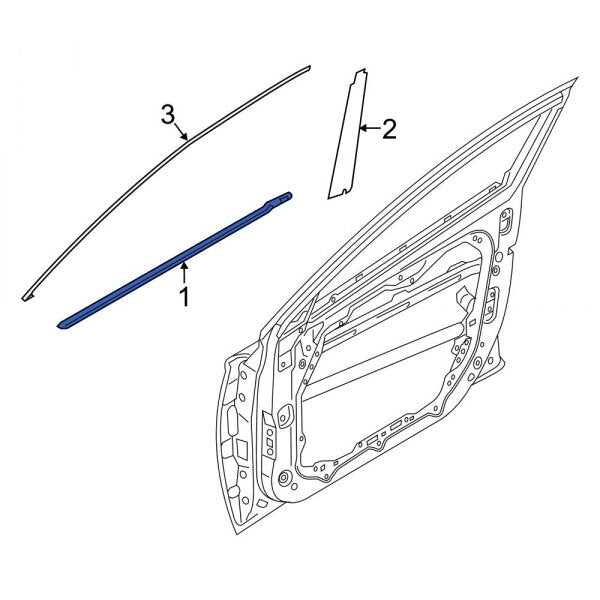 Door Mould - Belt waist RH Front outer 82220G3000 for Hyundai i30N