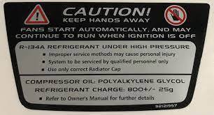Radiator Cap Cover Label Decal 92121957