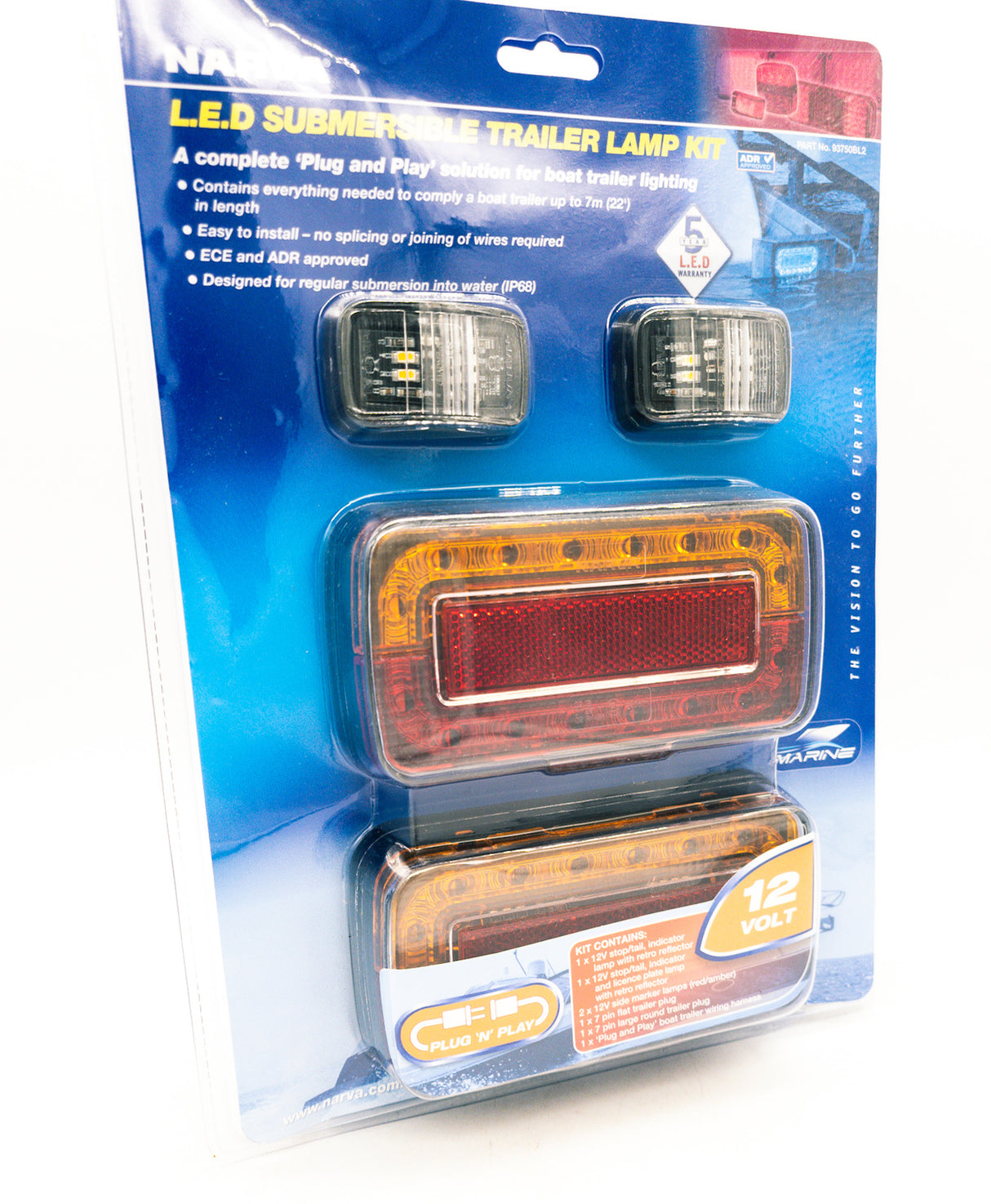 12V Boat Trailer lamp Light Kit Narva 93750BL2 Submersible DIY Installation