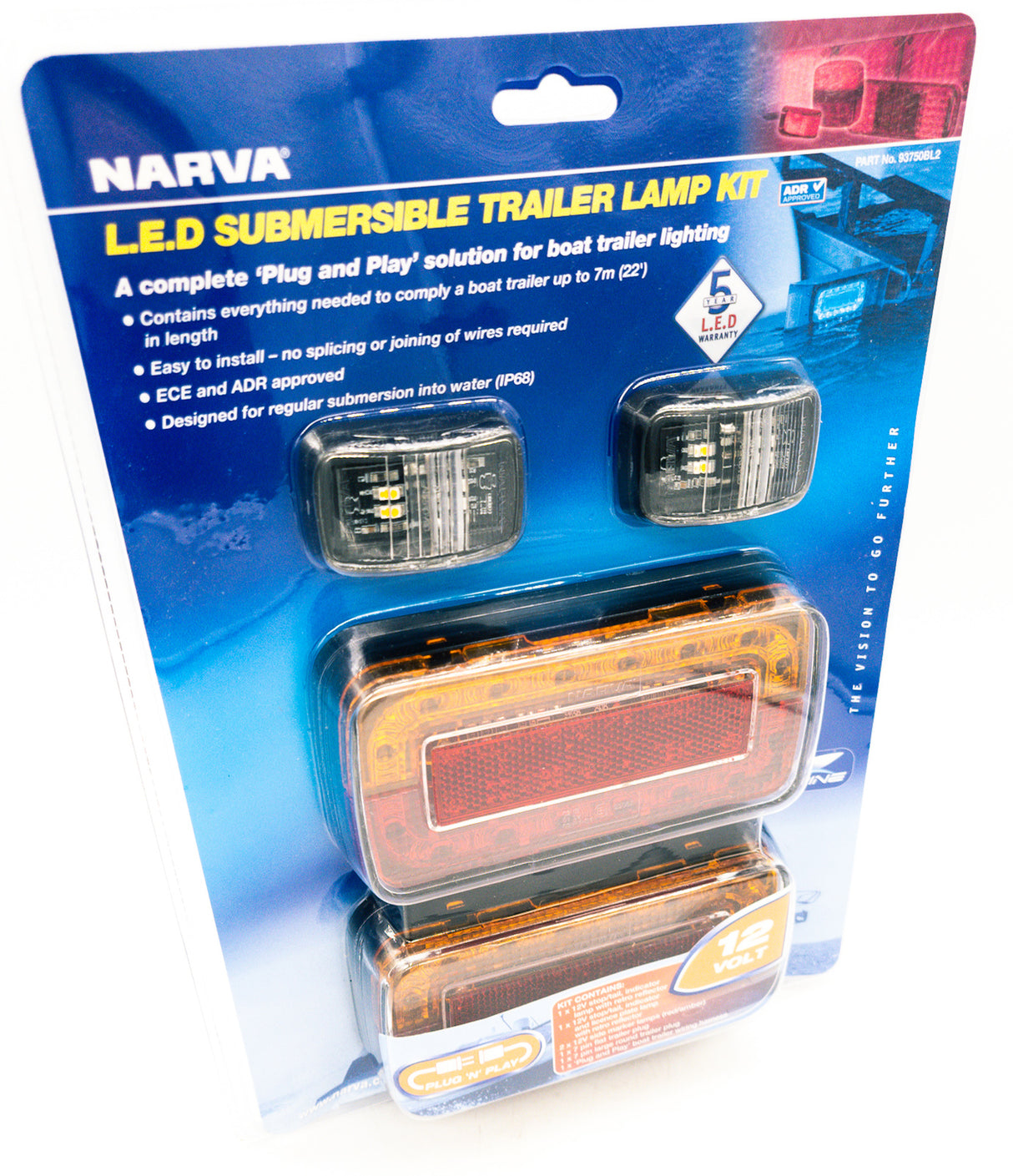 12V Boat Trailer lamp Light Kit Narva 93750BL2 Submersible DIY Installation