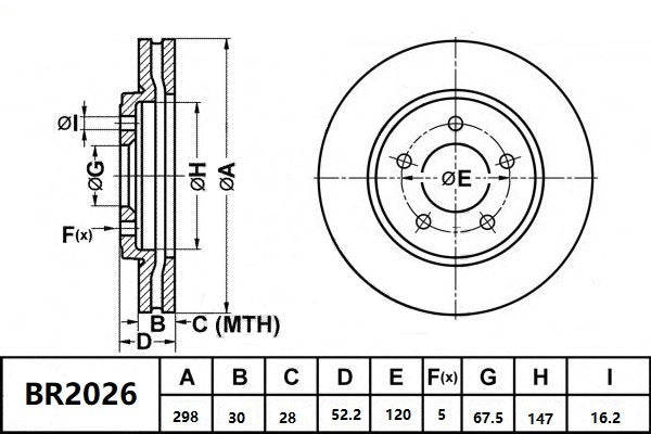 Brake Rotor Front Ultimate Slotted & Dimpled Bendix BR2026-ULT for Holden Commodore VF Sedan 3.6 i SV6 3.6LTP LFX