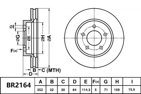 Brake Rotor Front Ultimate Slotted & Dimpled Bendix BR2164-ULT for Ford Mustang FM Convertible 2.3 EcoBoost 2.3LTP