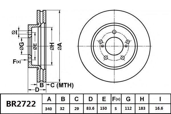 Brake Rotor Front Ultimate Slotted & Dimpled Bendix BR2722-ULT4WD for Toyota Land Cruiser VDJ200 SUV 4.5 D-4D 4.5LTD 1VD FTV