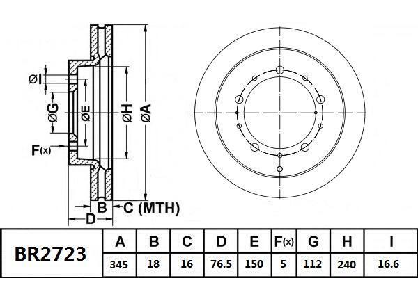 Brake Rotor Rear Ultimate Slotted & Dimpled Bendix BR2723-ULT4WD for Toyota Land Cruiser VDJ200 SUV 4.5 D-4D 4.5LTD 1VD FTV