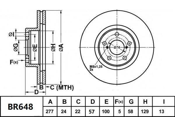 Bendix Brake Disk Rotor BR648
