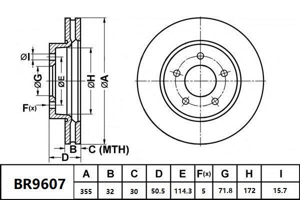 Brake Rotor Front Ultimate Slotted & Dimpled Bendix BR9607-ULT for Ford Performance Vehicles Falcon FG Ute 5.0 GS PURSUIT 5.0LTP