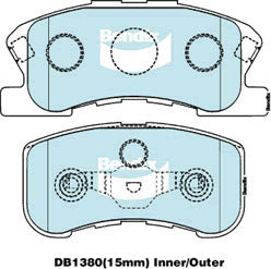 Brake Disc Pad Set Bendix DB1380 GCT For DAIHATSU SIRION M100 1L M101 1.3L