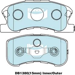 Brake Disc Pad Set Bendix DB1380 GCT For DAIHATSU SIRION M100 1L M101 1.3L