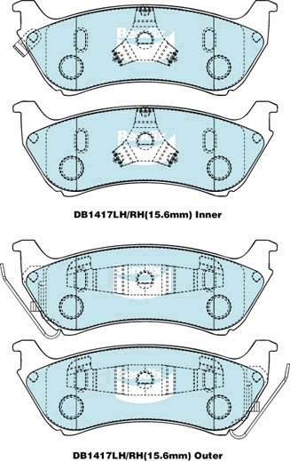 Brake Disc Pad Set Rear Bendix DB1417 GCT For MERCEDES-BENZ M-CLASS