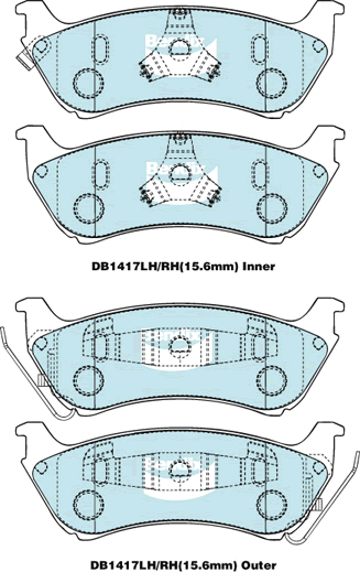 Brake Disc Pad Set Rear Bendix DB1417 GCT For MERCEDES-BENZ M-CLASS