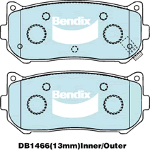 Brake Disc Pad Set Bendix DB1466 GCT For KIA CARENS CREDOS MENTOR SPECTRA