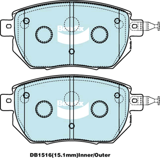 Brake Disc Pad Set Front Bendix DB1516 4WD