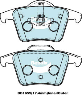 Brake Disc Pad Set Bendix DB1659 4WD For VOLVO XC90 275 2.5L D5 V8