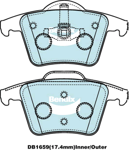 Brake Disc Pad Set Bendix DB1659 4WD For VOLVO XC90 275 2.5L D5 V8