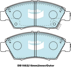 Brake Disc Pad Set Bendix DB1662 GCT For HONDA CIVIC ET ES 1.3L FD FA 1.3L