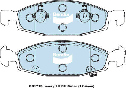 Brake Disc Pad Set Front Bendix DB1715 4WD For JEEP GRAND CHEROKEE WJ WG
