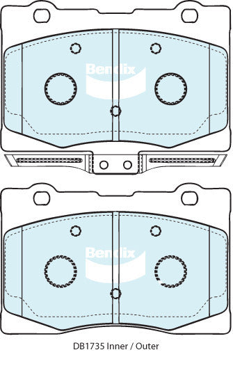 Brake Disc Pad Set Front Bendix DB1735 GCT For HONDA LEGEND KB 3.5L 3.7L