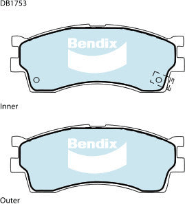 Brake Disc Pad Set Bendix DB1753 GCT For KIA CARENS FC 1.8L CREDOS K9A 2L