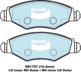 Brake Disc Pad Set Bendix DB1757 GCT For CITROEN XSARA N1 N7 1.8L 2L PEUGOT 206 1.4L