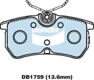 Brake Disc Pad Set Rear Bendix DB1759 GCT For FORD FIESTA FOCUS WP WQ LR