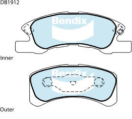 Brake Disc Pad Set Bendix DB1912 GCT For MITSUBISHI MIRAGE LA 1.2L