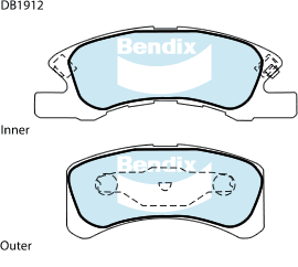 Brake Disc Pad Set Bendix DB1912 GCT For MITSUBISHI MIRAGE LA 1.2L