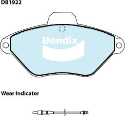 Brake Disc Pad Set Bendix DB1922 GCT For CITROEN PEUGEOT XANTIA 605 6B