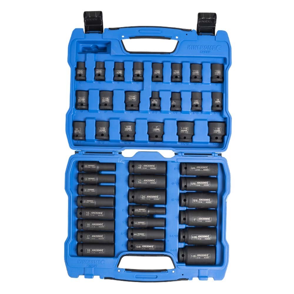 KINCROME Deep/Standard Impact Socket Set 42 Piece 1/2" Drive - Metric & Imperial K2098