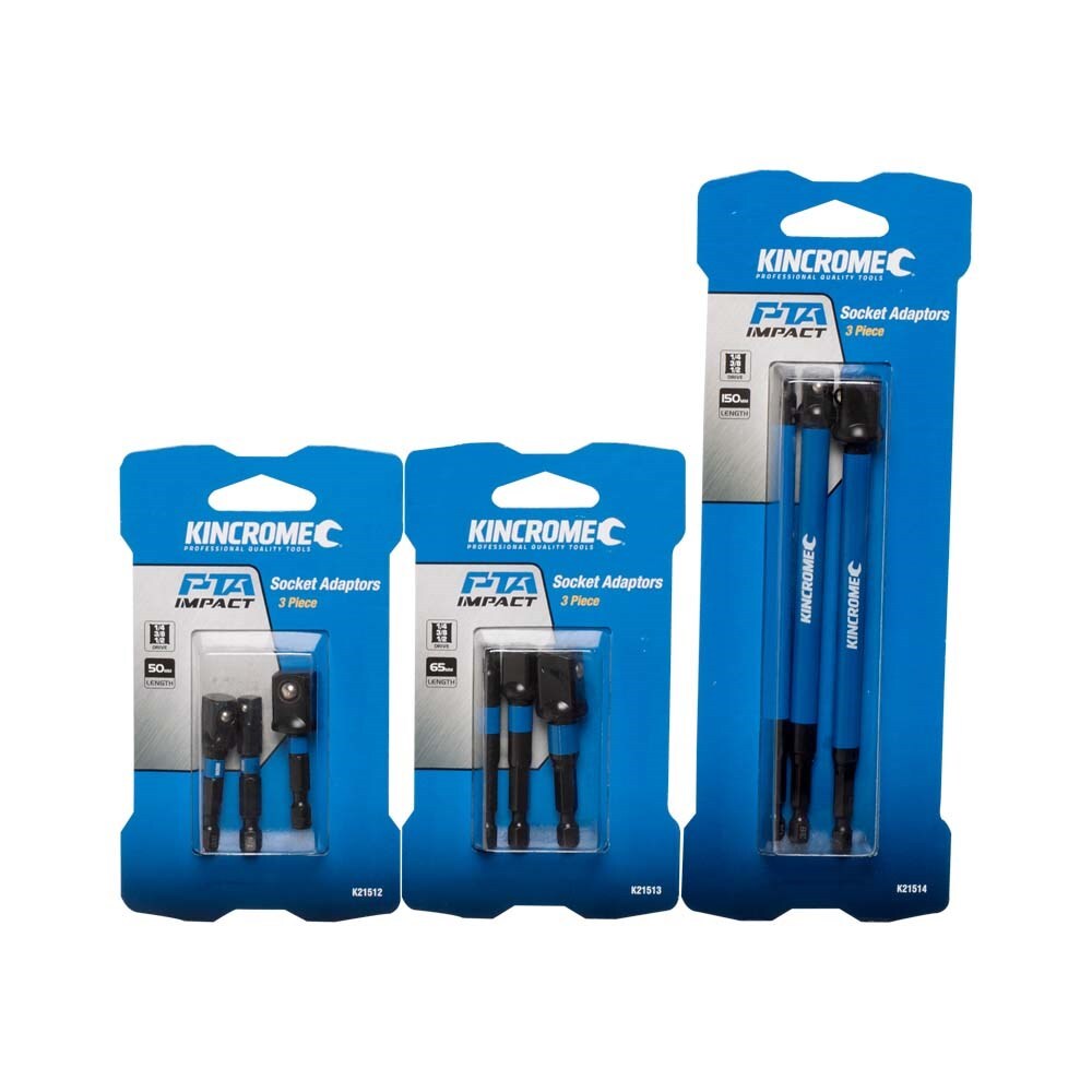 KINCROME 1/4,3/8,1/2 IMPACT SOCKET DRIVER ADAPTOR MIXED PACK 50MM 3 PIECE K21512