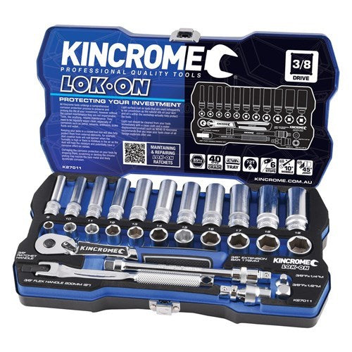 LOK-ON SOCKET SET 28 PIECE 3/8" drive K27011