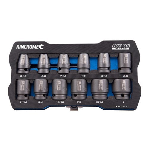 Kincrome LOK-ON IMPACT SOCKET SET 12 PIECE 1/2" Drive K27071