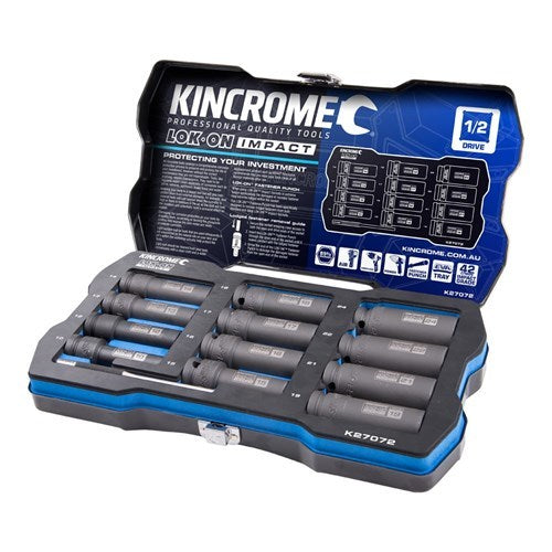 LOK-ON DEEP IMPACT SOCKET SET 12 PIECE 1/2" drive K27072