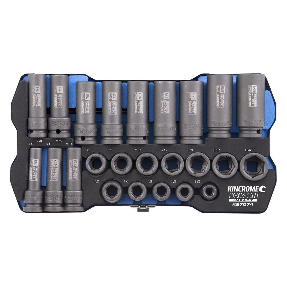 KINCROME LOK-ON Impact Socket Set 24 Piece 1/2" Drive K27074