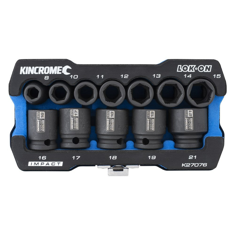 KINCROME LOK-ON Impact Socket Set 12 Piece 3/8" Drive - Metric K27076