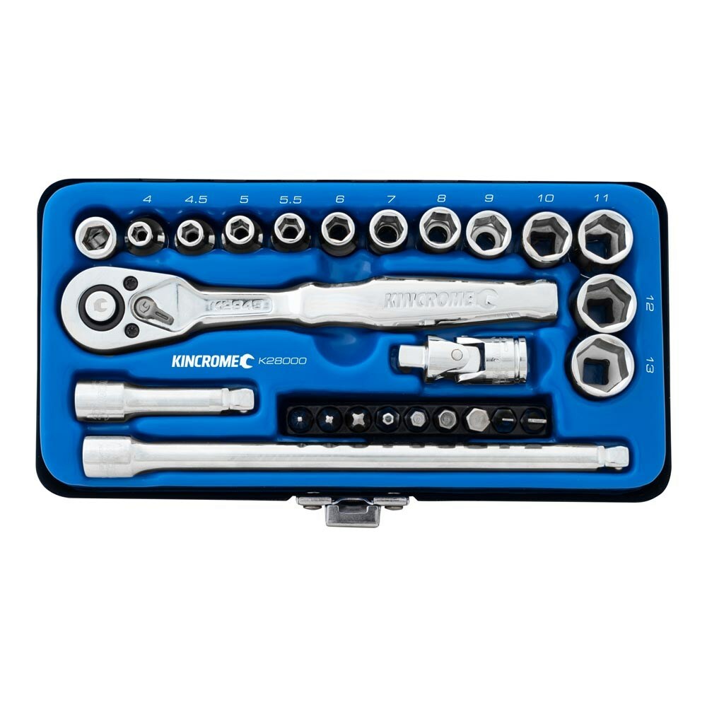 KINCROME Socket Set 26 Piece 1/4" Drive - Metric K28000