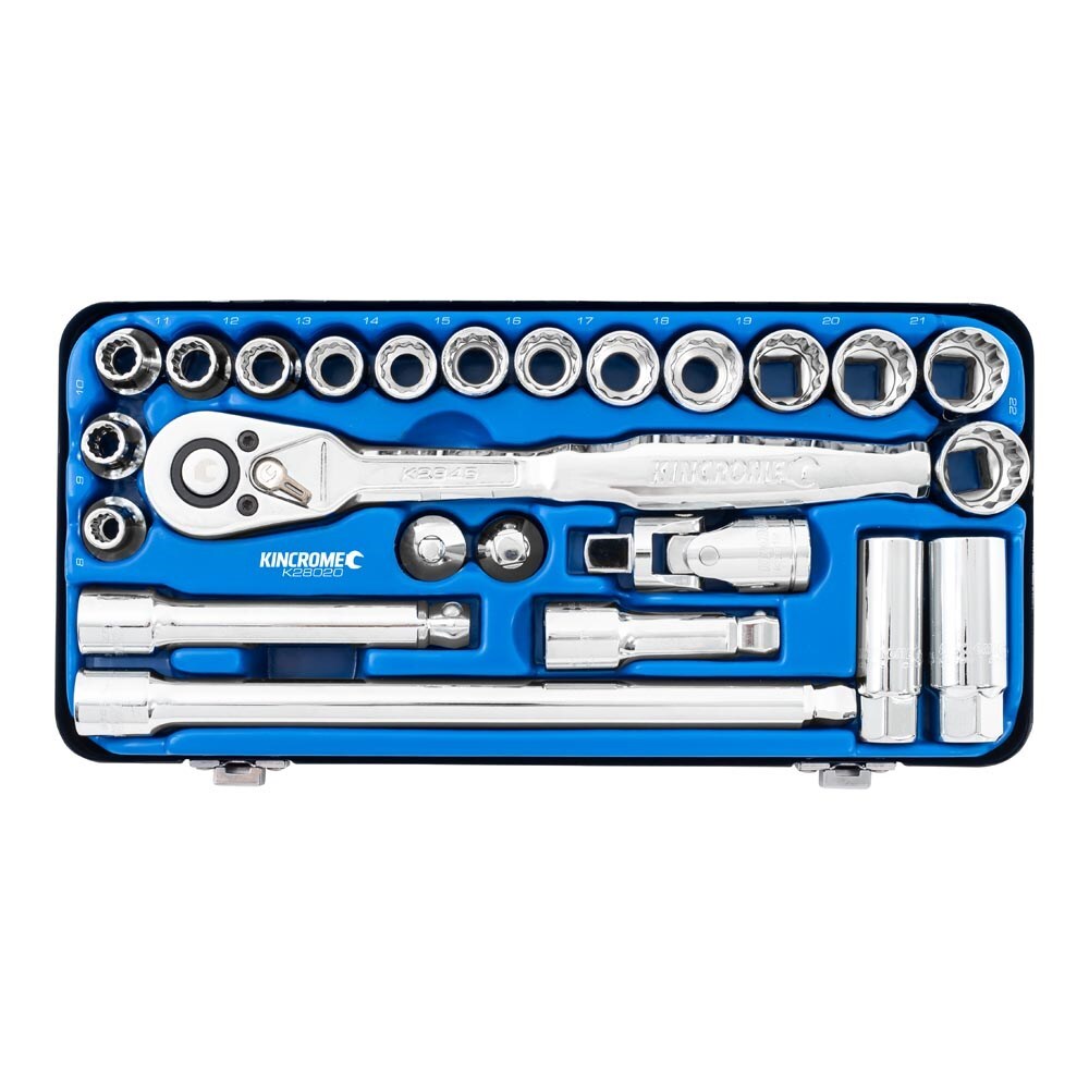 KINCROME Socket Set 24 Piece 1/2" Drive - Metric K28020