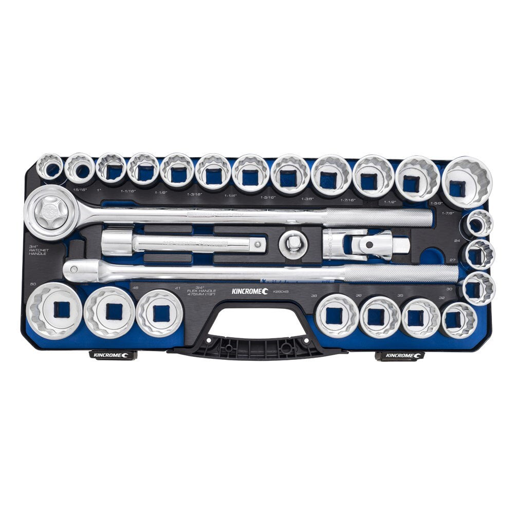 KINCROME Socket Set 28 Piece 3/4 Drive Metric & Imperial K28045