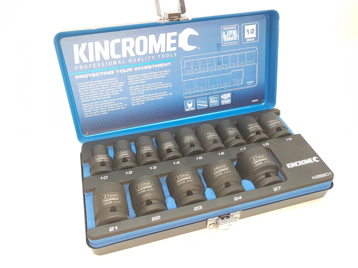 KINCROME Impact Socket Set 14 Piece 1/2" Drive - Metric K28201