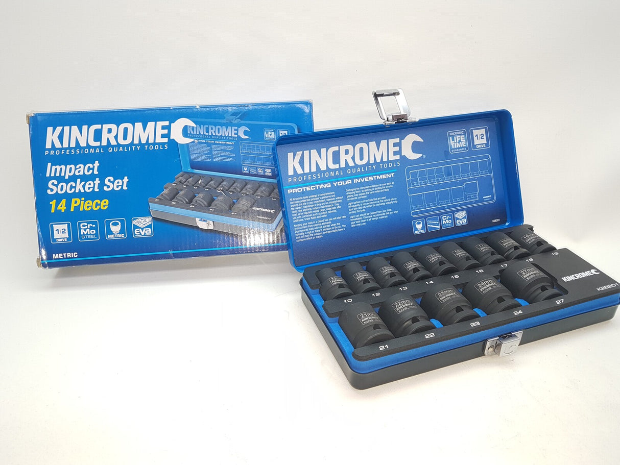 KINCROME Impact Socket Set 14 Piece 1/2" Drive - Metric K28201