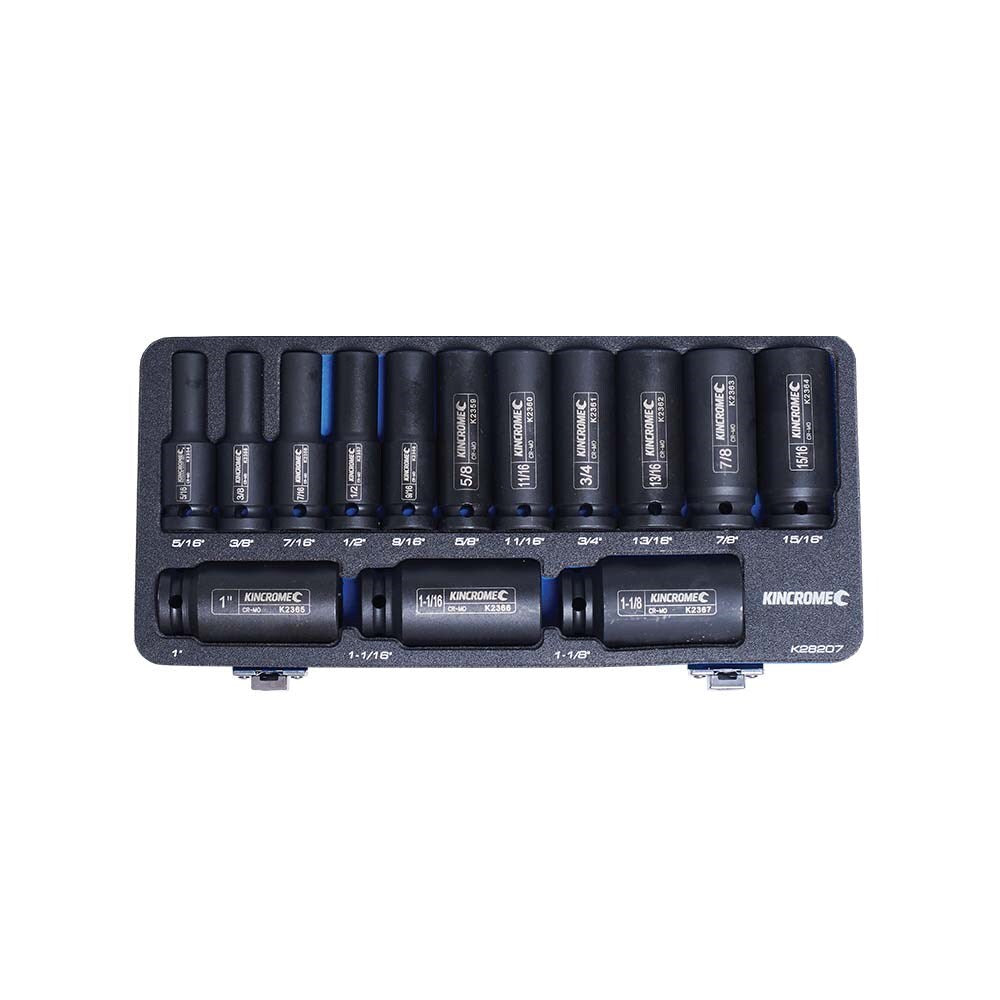 KINCROME Deep Impact Socket Set 14 Piece 1/2" Drive - Imperial K28207