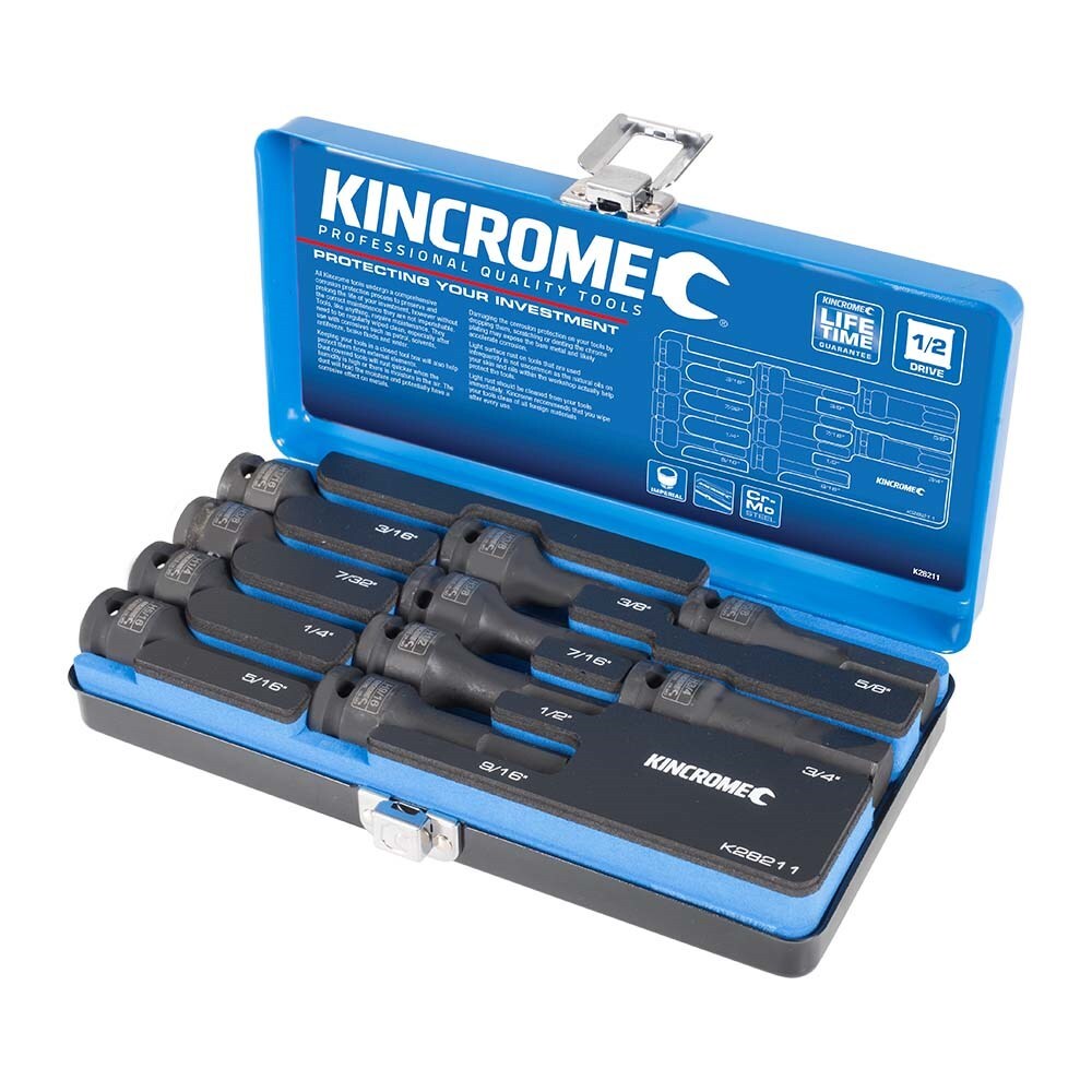 KINCROME Hex Impact Socket Set 10 Piece 1/2" Drive - Imperial K28211